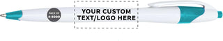 DISCOUNT PROMOS Personalized Ballpoint Pens Bulk Pack of 4-5,000 counts Black Ink, Slim & Curvy Design, Retractable, Ideal for Office, Corporate Merchandise, Tradeshows- Teal