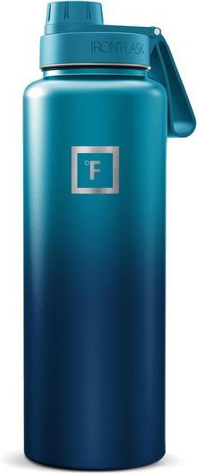 IRON °FLASK Camping & Hiking Hydration Flask with Straw, Wide Mouth Insulated Stainless Steel Sports Water Bottle - 40 oz Midnight Black