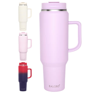 EALGRO 40 oz Tumbler with Handle, Insulated Tumblers with Lid and Straw, Large Metal Sports Water Bottle Jug, Thermal Stainless Steel Travel Coffee Mug Cup, Black
