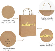 BagDream Brown Gift Bags with Handles 25Pcs 8x4.25x10.5 Welcome Paper Gift Bags for Shopping, Wedding Birthday Party Favor, Retail, Merchandise, Business, Recycled Medium Paper Sacks