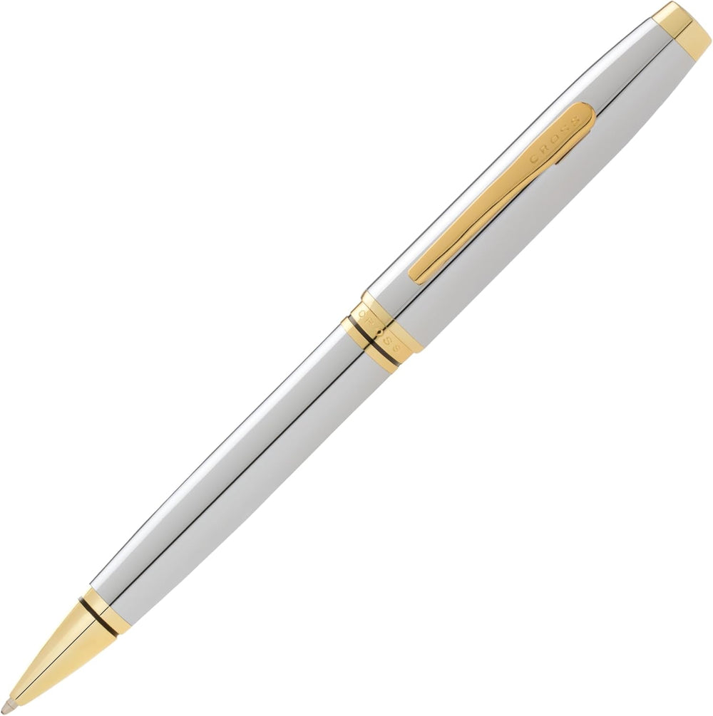 Cross Coventry Polished Chrome with Gold-Tone Ballpoint Pen - Refillable Pen for Smooth Writing - Professional, Elegant Accessory - Black Ink - Long-Lasting Use - Desk Essential - Gift-Ready