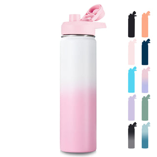 Fijinhom 18 oz Insulated Water Bottle with Handle, 304 Stainless Steel Water Bottles with Wide Mouth, Double Wall Vacuum Sports Water Bottle, BPA Free, Keep Cold and Hot, Pink