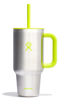 Hydro Flask Travel Tumbler with Handle, Lid and Straw - Insulated Stainless Steel in 32 Oz Trillium