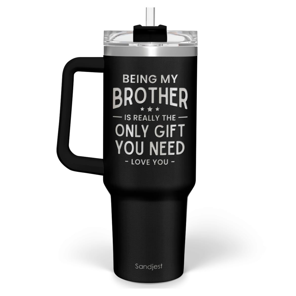 SANDJEST Dad Gift from Daughter, 40oz Stainless Steel Insulated Coffee Tumbler With Lid & Straw, Travel Cup Gift for Dad, Christmas Birthday Father's Day