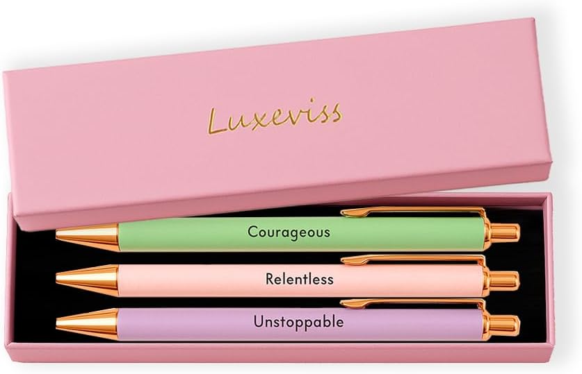 3 pcs Inspirational Pens - Nice Cute Fancy Pen Set Gifts for Women Teacher Coworkers Appreciation Office Supplies Black Ink