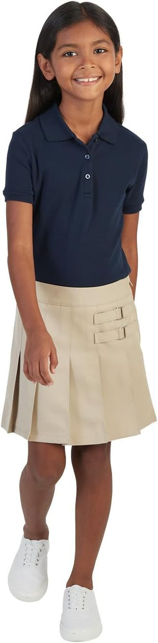 French Toast Girls' Short Sleeve Picot Collar Polo School Uniform Shirt (Standard and Plus)