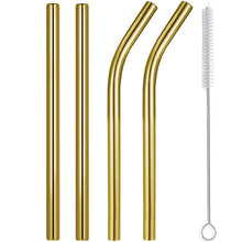 Vinaco Stainless Steel Smoothie Straws, 0.4'' Extra Wide Reusable Metal Drinking Straws for Milkshake, Smoothie, Beverage, Set of 4 with 1 Cleaning Brush