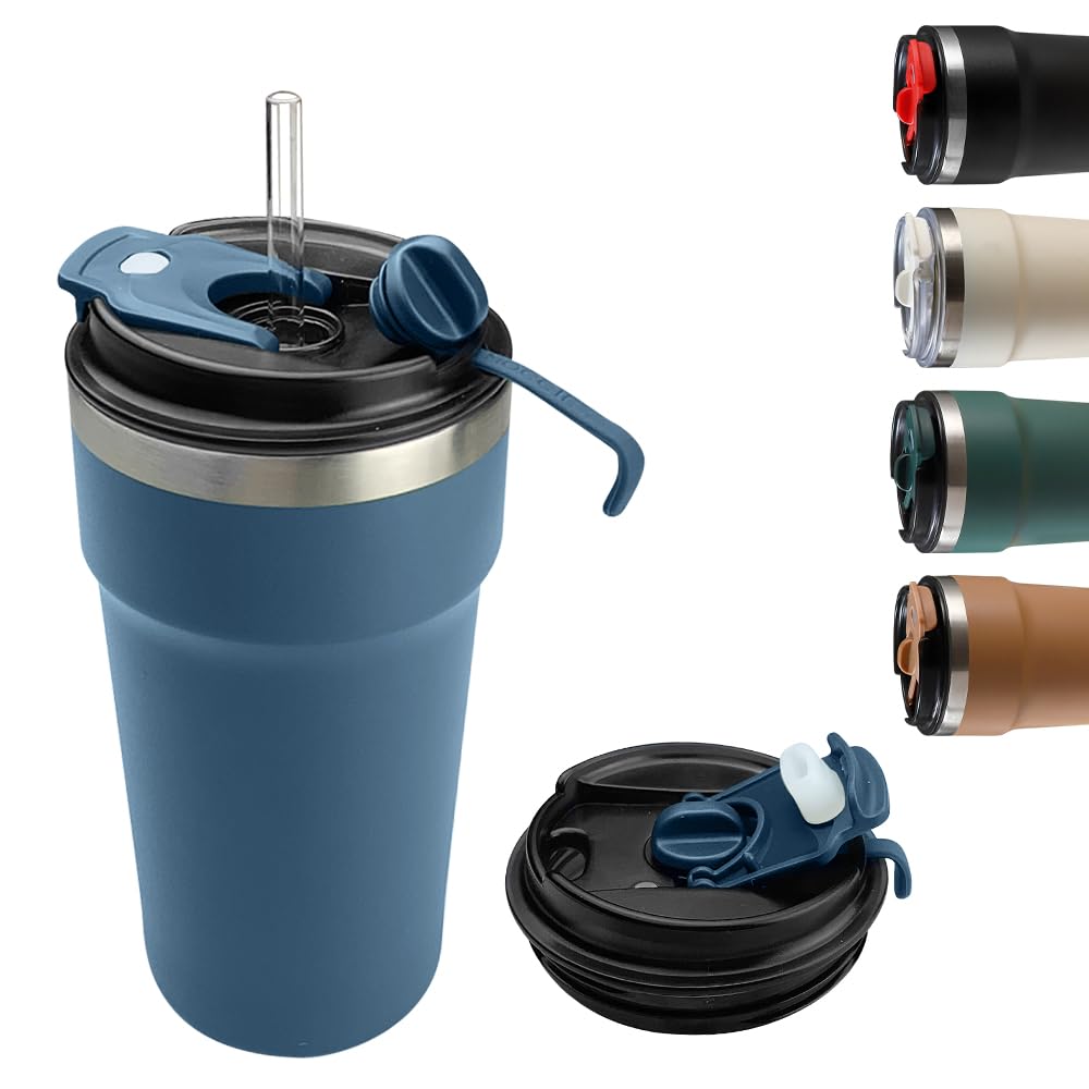 SPLMIFA Travel coffee mugs leak-proof, reusable coffee cups with lids, stainless steel vacuum insulated coffee tumblers, thermal insulation cups for men & women keep drinks hot & cold(2nd-Black, 12OZ)