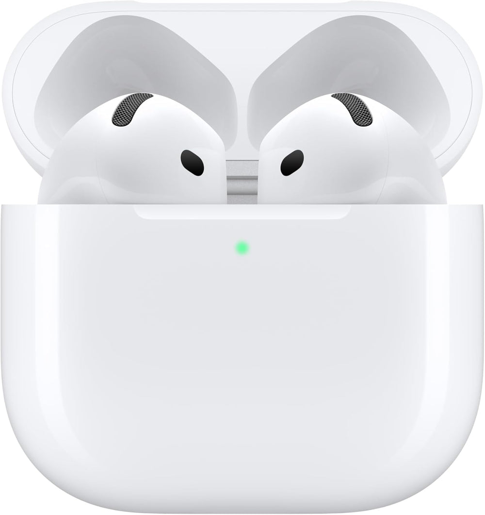 Apple AirPods 4 Wireless Earbuds, Bluetooth Headphones, Personalized Spatial Audio, Sweat and Water Resistant, USB-C Charging Case, H2 Chip, Up to 30 Hours of Battery Life, Effortless Setup for iPhone
