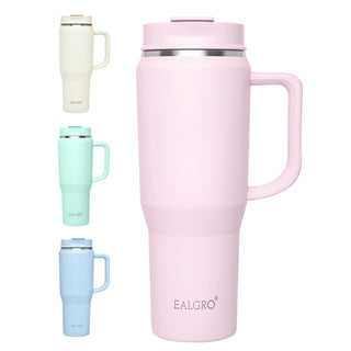 EALGRO 40 oz Tumbler with Handle, Insulated Tumblers with Lid and Straw, Large Metal Sports Water Bottle Jug, Thermal Stainless Steel Travel Coffee Mug Cup, Black