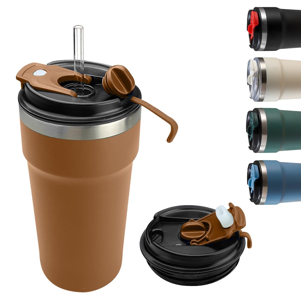 SPLMIFA Travel coffee mugs leak-proof, reusable coffee cups with lids, stainless steel vacuum insulated coffee tumblers, thermal insulation cups for men & women keep drinks hot & cold(2nd-Black, 12OZ)
