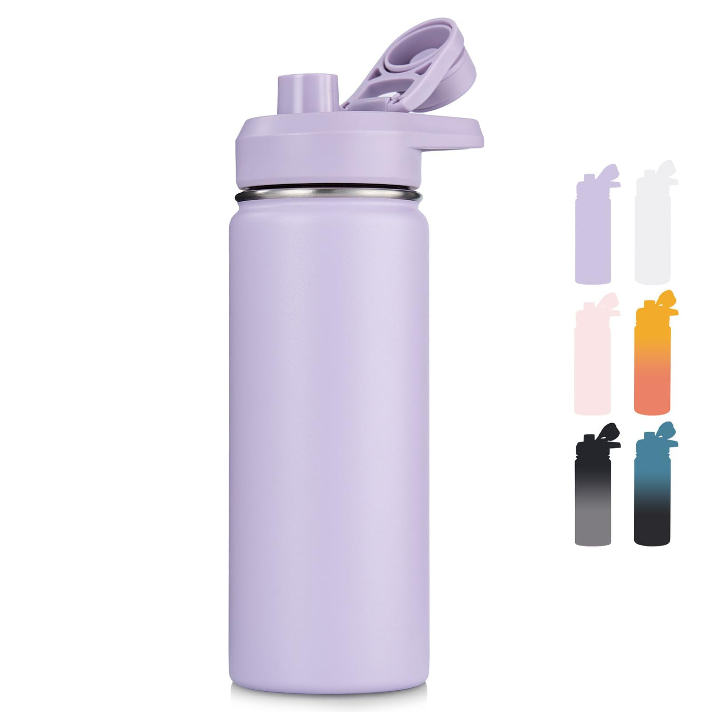 Fijinhom 18 oz Insulated Water Bottle with Handle, 304 Stainless Steel Water Bottles with Wide Mouth, Double Wall Vacuum Sports Water Bottle, BPA Free, Keep Cold and Hot, Pink