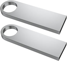 ABLAZE 2GB Flash Drive 2 Pack, Metal USB 2.0 Thumb Drives with Keychains USB Stick Pendrive (Sliver)