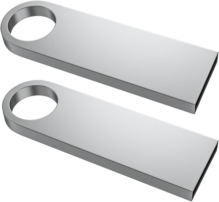 ABLAZE 2GB Flash Drive 2 Pack, Metal USB 2.0 Thumb Drives with Keychains USB Stick Pendrive (Sliver)