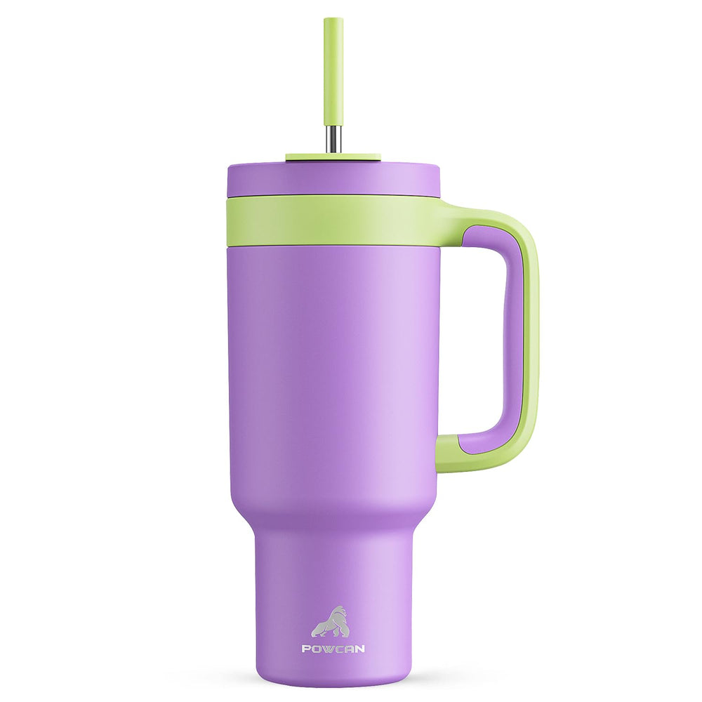 POWCAN 40 oz Tumbler with Handle, 2-in-1 Straw and Sip Lid, Leakproof, Dishwasher Safe, Insulated Stainless Steel Travel Coffee Mug, Keeps Cold for 34 Hours, Fits in Car Cup Holder (Midnight)