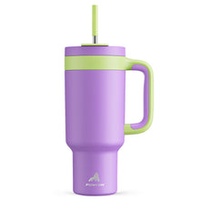 POWCAN 40 oz Tumbler with Handle, 2-in-1 Straw and Sip Lid, Leakproof, Dishwasher Safe, Insulated Stainless Steel Travel Coffee Mug, Keeps Cold for 34 Hours, Fits in Car Cup Holder (Midnight)