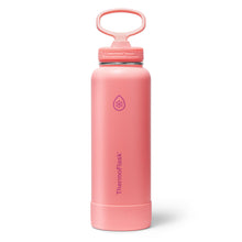 ThermoFlask Stainless Steel Water Bottles 2-Pack - Double-Wall Vacuum Insulated 24 oz BPA-Free Spout Lids - Keeps Drinks Cold 24 Hrs, Hot 12 Hrs - Leakproof, Dishwasher Safe, White/Coral