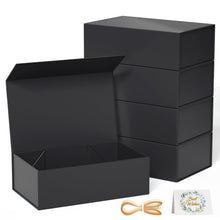 RYDDOY Black Gift Box, 9.5x6x3'' Gift boxes for Presents with Lids Magnetic Closure Rectangle Collapsible for Groomsman Proposal Box, Wedding, Christmas, Halloween, Birthday Gift Packging