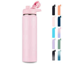 Fijinhom 18 oz Insulated Water Bottle with Handle, 304 Stainless Steel Water Bottles with Wide Mouth, Double Wall Vacuum Sports Water Bottle, BPA Free, Keep Cold and Hot, Pink
