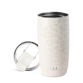 Simple Modern Voyager Tumbler with Flip Lid | Travel Coffee Mug | Insulated Stainless Steel Cold Brew Iced or Hot Coffee Cup | Gifts for Women Men Her Him | 16oz, Almond Birch