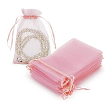 HRX Package 100pcs White Organza Bags, 4x6 inch Mesh Bags Drawstring Gift Bags Jewelry Pouches for Candy Wedding Favors Christmas
