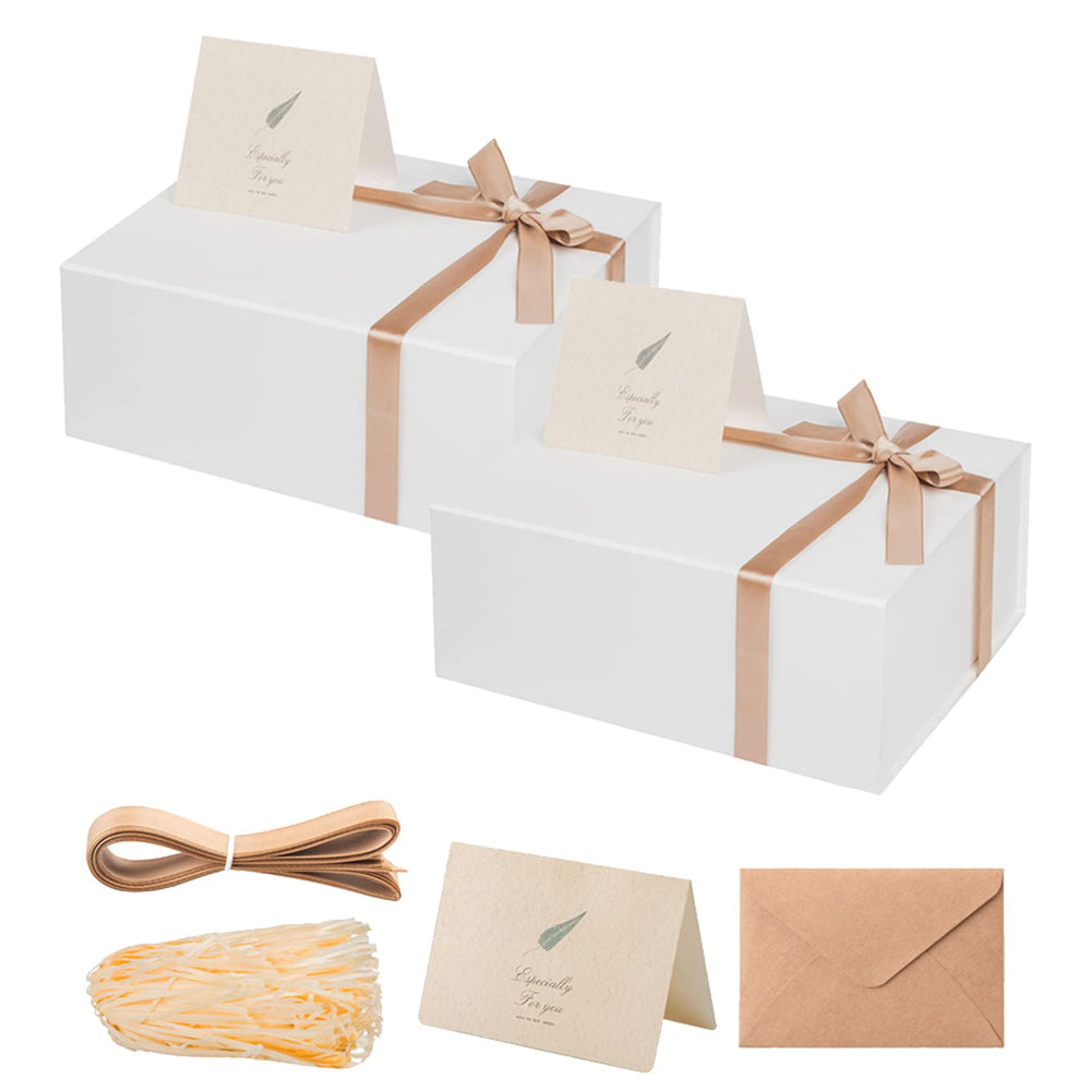 LIFELUM Gift Box 13.5''x10''x4'' Large Gifts Box with Magnetic Lids Black Gift Boxes for Father's Day graduation gifts Contains Card, Ribbon, Filler