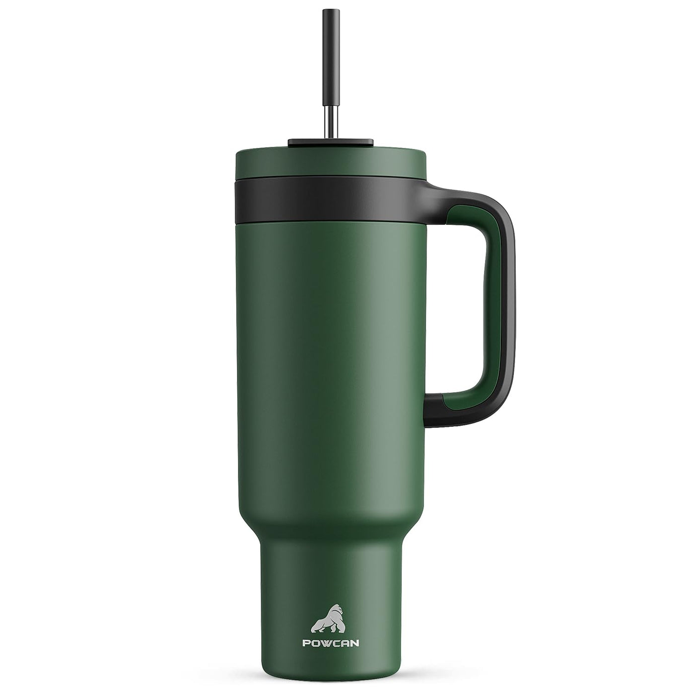 POWCAN 40 oz Tumbler with Handle, 2-in-1 Straw and Sip Lid, Leakproof, Dishwasher Safe, Insulated Stainless Steel Travel Coffee Mug, Keeps Cold for 34 Hours, Fits in Car Cup Holder (Midnight)