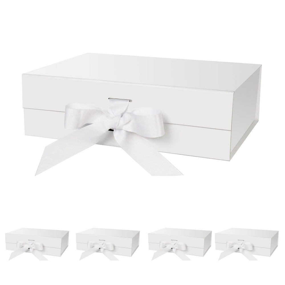 DaiJoob Gift Box with Lid for Presents 10.5x7.5x3.1 Inches with Ribbon and Magnetic Closure(1-Pack) (Black)