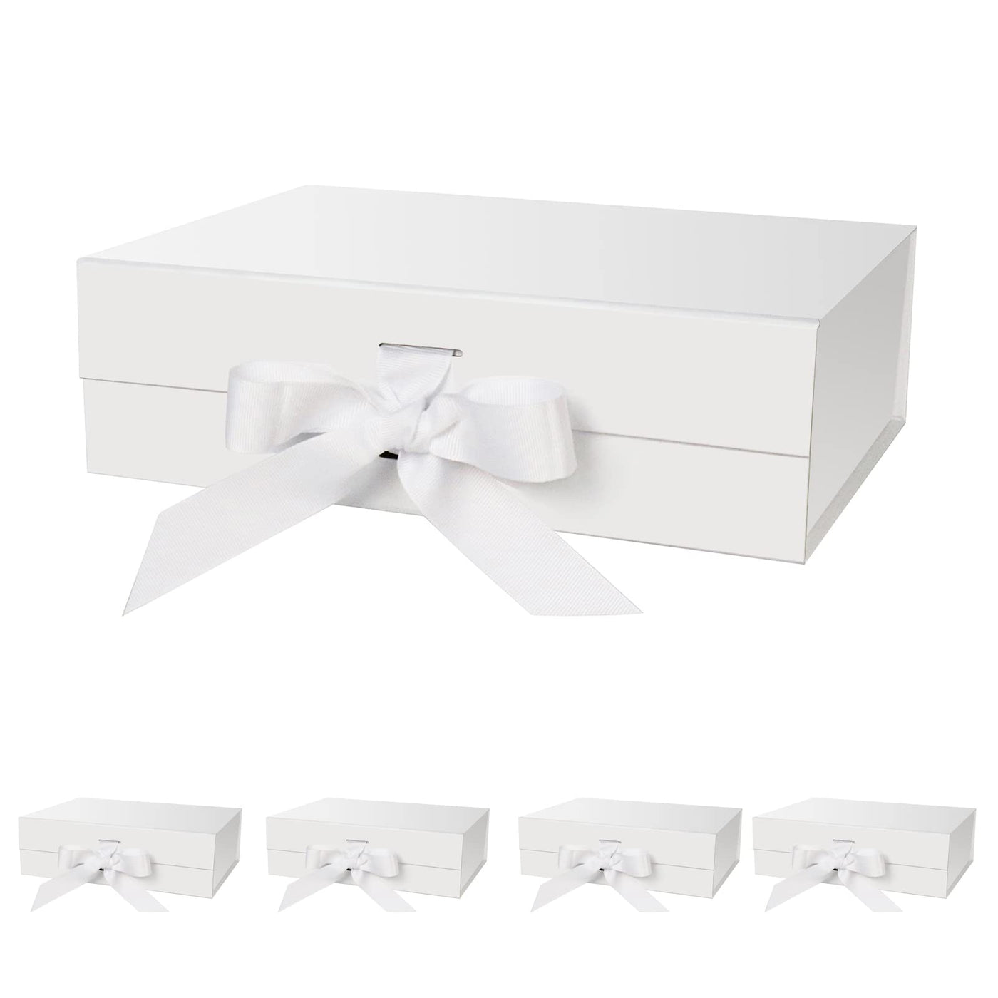 DaiJoob Gift Box with Lid for Presents 10.5x7.5x3.1 Inches with Ribbon and Magnetic Closure(1-Pack) (Black)