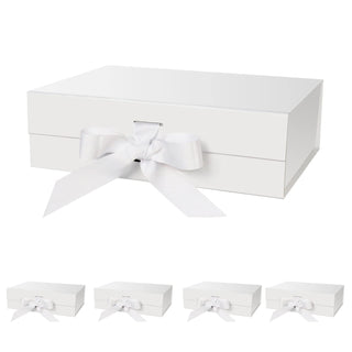 DaiJoob Gift Box with Lid for Presents 10.5x7.5x3.1 Inches with Ribbon and Magnetic Closure(1-Pack) (Black)