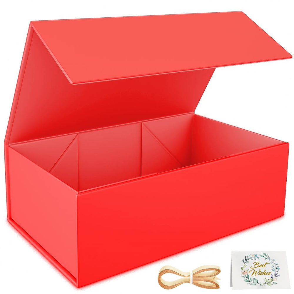 RYDDOY Black Gift Box, 9.5x6x3'' Gift boxes for Presents with Lids Magnetic Closure Rectangle Collapsible for Groomsman Proposal Box, Wedding, Christmas, Halloween, Birthday Gift Packging