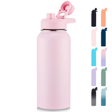 Fijinhom 18 oz Insulated Water Bottle with Handle, 304 Stainless Steel Water Bottles with Wide Mouth, Double Wall Vacuum Sports Water Bottle, BPA Free, Keep Cold and Hot, Pink