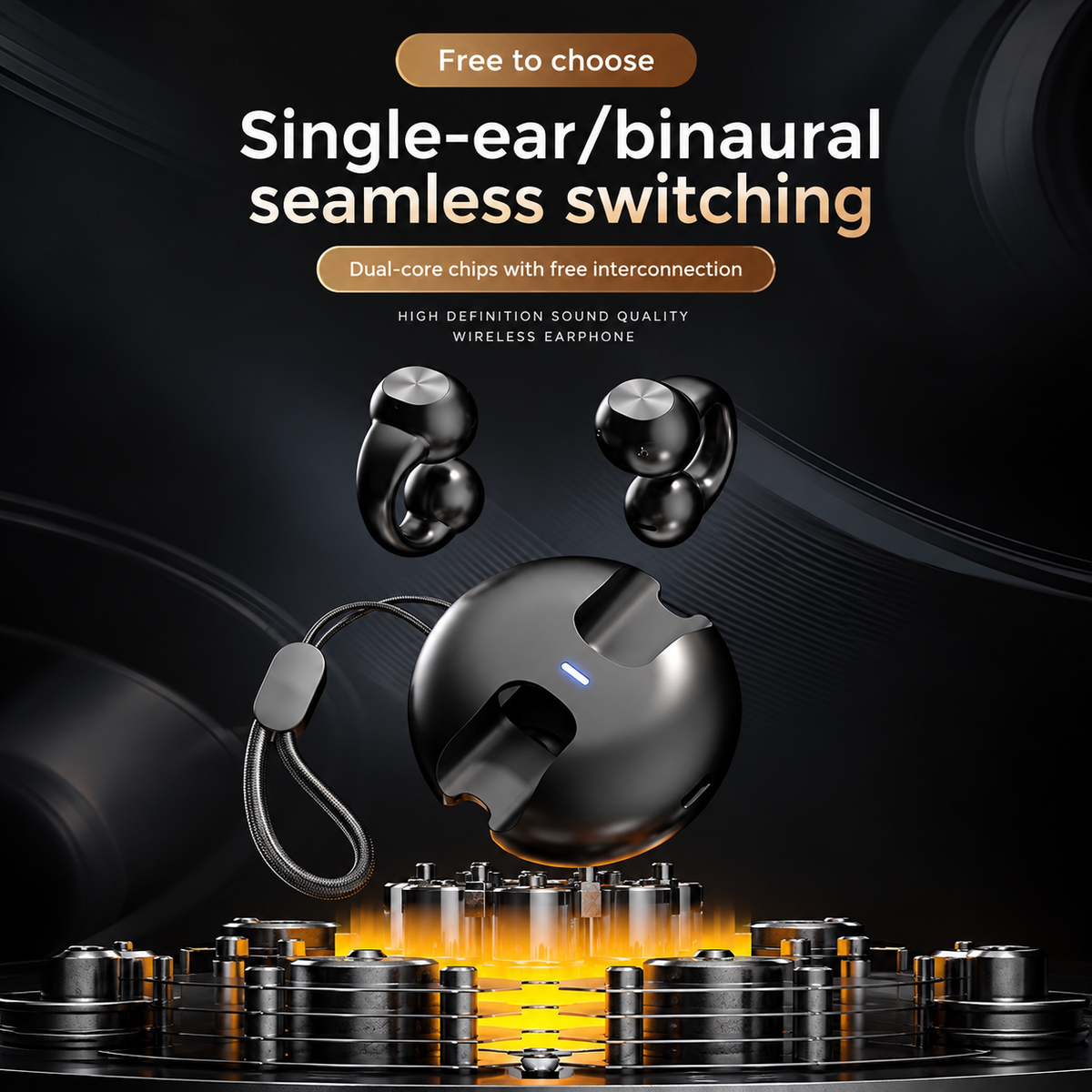 Compact Open-Ear Bluetooth Earphones