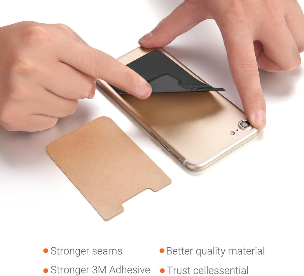 OBVIS Cell Phone Pocket Self Adhesive Card Holder Stick On Wallet Sleeve with Adhesive ID Credit Card ATM Card Holder for iPhone Android 2 PACK BLACK