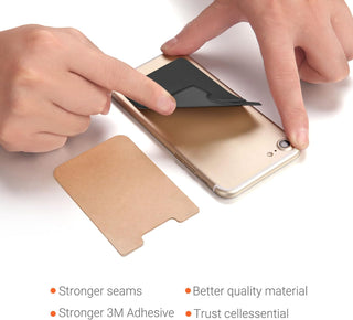 OBVIS Cell Phone Pocket Self Adhesive Card Holder Stick On Wallet Sleeve with Adhesive ID Credit Card ATM Card Holder for iPhone Android 2 PACK BLACK