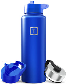 IRON °FLASK Camping & Hiking Hydration Flask with Straw, Wide Mouth Insulated Stainless Steel Sports Water Bottle - 40 oz Midnight Black