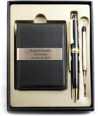 Custom Engraved Pen & Money Clip Wallet Gift Set – Personalized Ballpoint Pen with Refill, Luxury Gift Box for Men