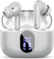 Wireless Earbuds, Bluetooth 5.4 Headphones Bass Stereo, Ear Buds with Noise Cancelling Mic, LED Display in Ear Earphones Clear Calls, IP7 Waterproof Bluetooth Earbuds for Phones/Sports/Laptop, Black