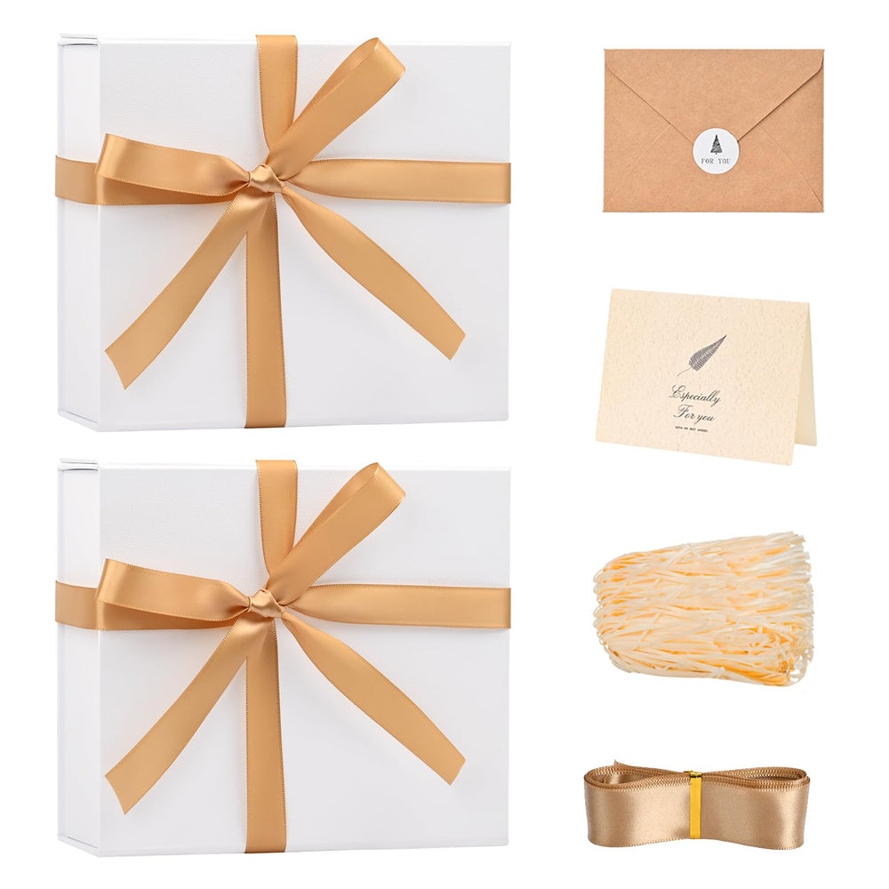 LIFELUM Green Gift Box for Presents 1 Pack 13.85 x 8.35 x 4.45 inch Big Decorative Large Gift Box for Clothes with Magnetic Lids Luxury Accessories Card, Ribbon, Filler,Sticker