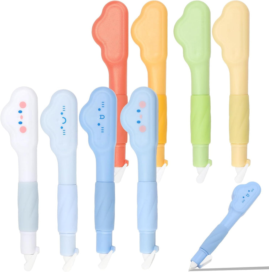 8-Pack Refillable Retractable Correction Tape, Smooth Instant Applicator Pen for Writing, Office & School Supplies, 1/5 Inch x 236 Inch,White Smooth Pull Out Cute Correction Tape for Office Supplies