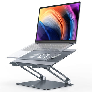 Lamicall Adjustable Laptop Stand, Portable Laptop Riser, Aluminum Laptop Stand for Desk Foldable, Ergonomic Computer Notebook Holder for MacBook Air Pro HP, Office Desk Accessories (10-17.3'')- Silver