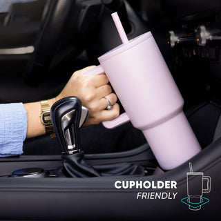 Simple Modern 40 oz Trek Tumbler with Handle and Straw Lid | Cup Holder Friendly Insulated Stainless Steel Travel Mug | Midnight Black