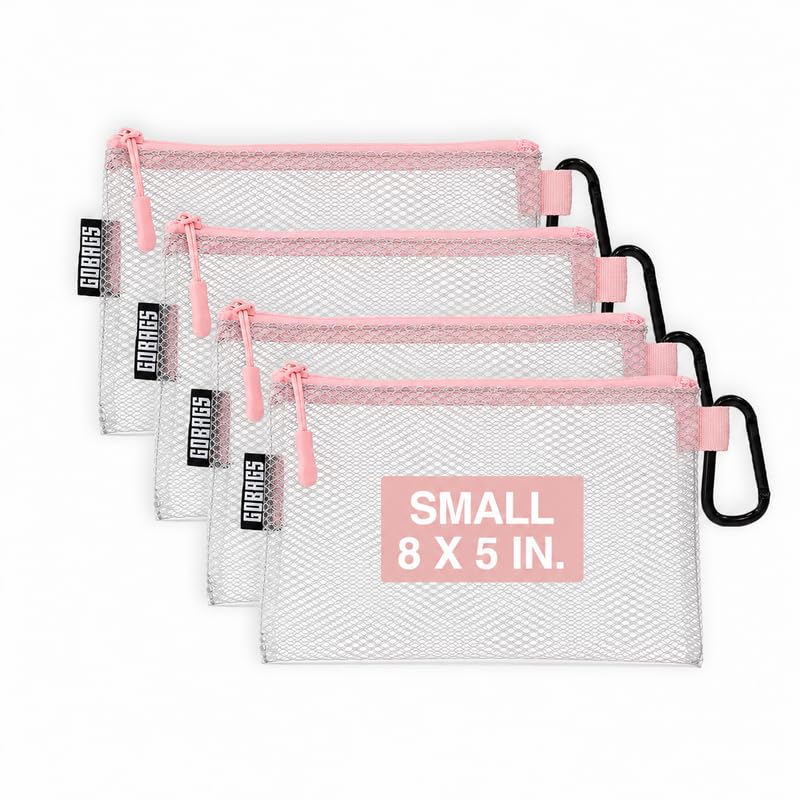 GOBAGS Air Production Multi‑Size Clear Zipper Pouch (4‑Pack) – Cable Organizer & Travel Gear Bag for Electronics, Camera Accessories, Tool Pouch & Small Tech Storage