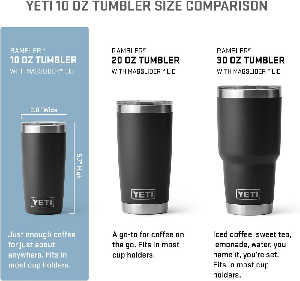 YETI Rambler 10 oz Tumbler, Stainless Steel, Vacuum Insulated with MagSlider Lid, Black Forest Green