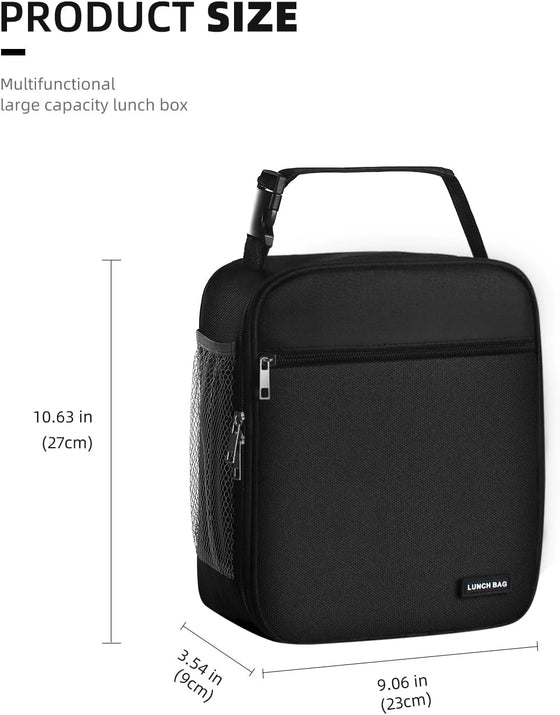 Lovoeo Lunch box Lunch bag for men women Insulated Lunchbox Lunch bags for Work Picnic Travel (Black) - hover image