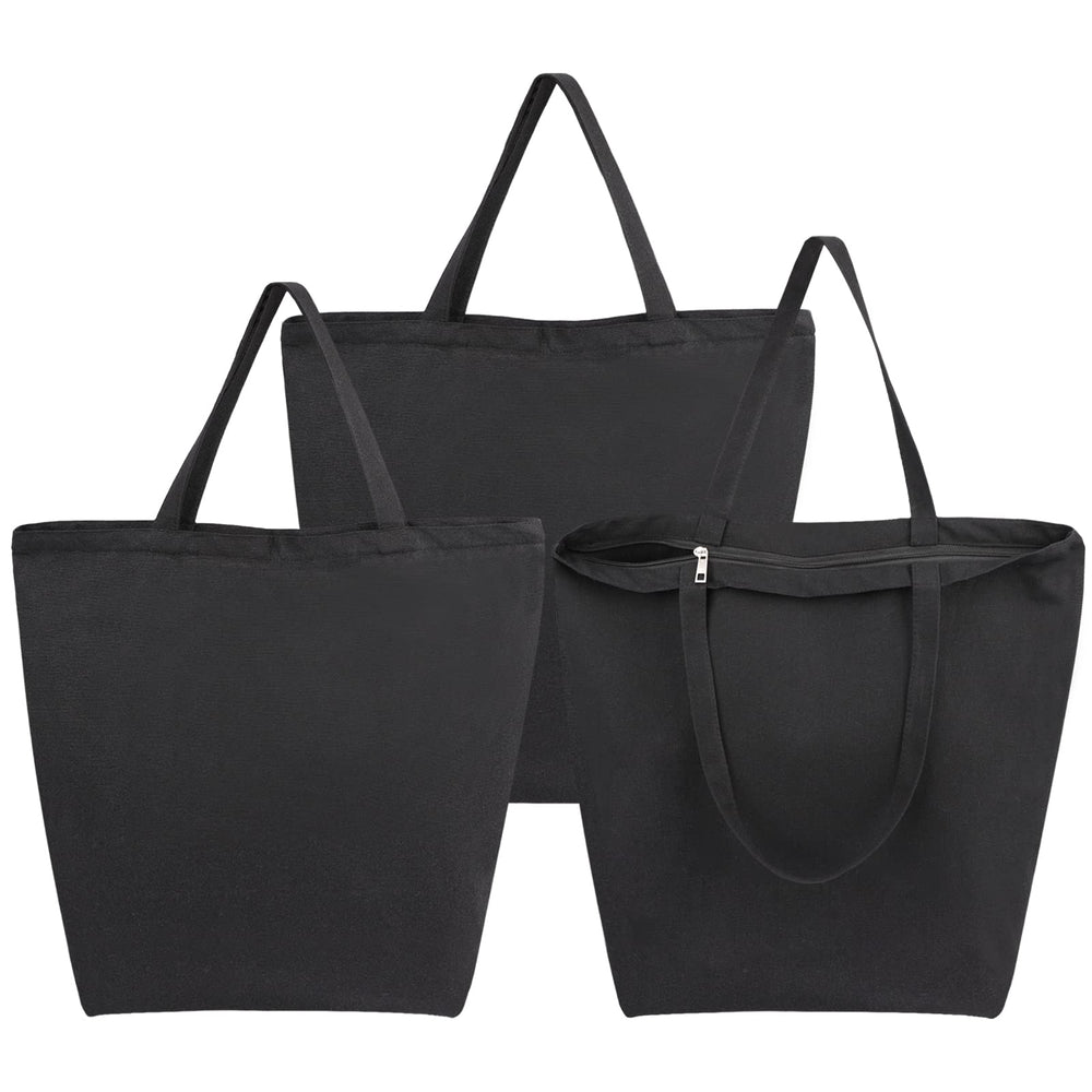 Segarty 6 Packs Canvas Tote Bag with Zipper, 16x13 inch Reusable Washable Grocery Shopping Bags with Handle Plain Canvas Totes for Women Teacher DIY Art Crafts Painting Embroidery Decoration
