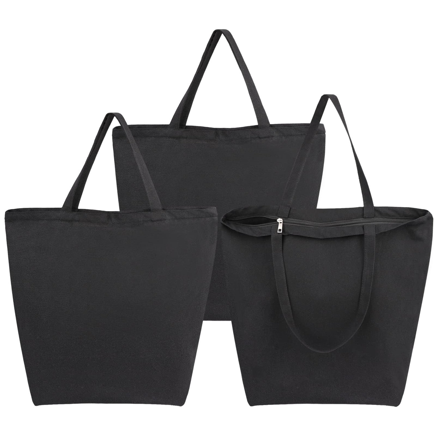 Segarty 6 Packs Canvas Tote Bag with Zipper, 16x13 inch Reusable Washable Grocery Shopping Bags with Handle Plain Canvas Totes for Women Teacher DIY Art Crafts Painting Embroidery Decoration