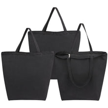 Segarty 6 Packs Canvas Tote Bag with Zipper, 16x13 inch Reusable Washable Grocery Shopping Bags with Handle Plain Canvas Totes for Women Teacher DIY Art Crafts Painting Embroidery Decoration