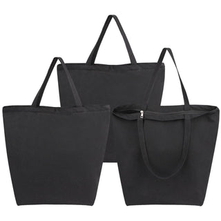 Segarty 6 Packs Canvas Tote Bag with Zipper, 16x13 inch Reusable Washable Grocery Shopping Bags with Handle Plain Canvas Totes for Women Teacher DIY Art Crafts Painting Embroidery Decoration