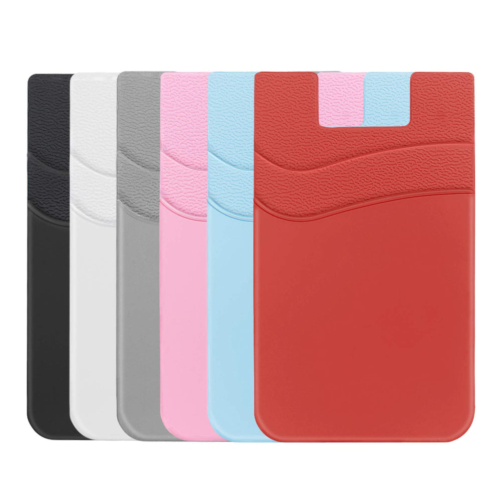 SS Card Holder for Back of Phone, Cell Phone Wallet Stick-on Credit Card Sleeve Pocket Silicone Pouch Compatible for iPhone, Samsung Galaxy and Most SamrtPhones 4 Pack